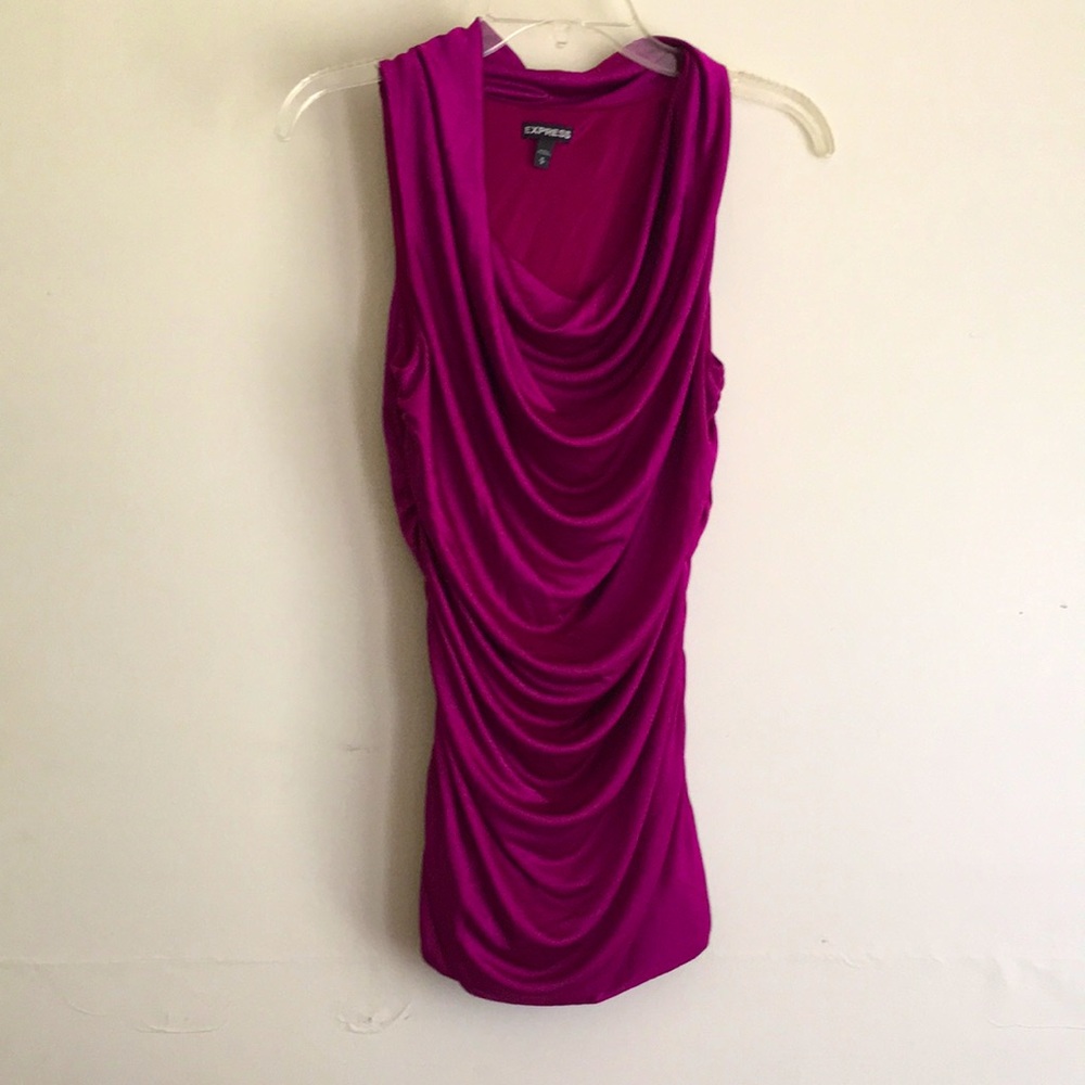 COPY - Express Deep Magenta Raspberry Fully Ruched Top